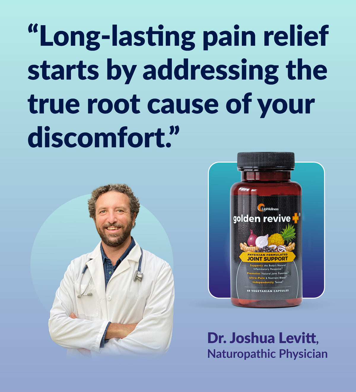 UpWellness Golden Revive + Joint Support Supplement Featuring Turmeric with Black Pepper, Quercetin, and Magnesium- Turmeric Boswellia Supplement - 6 Active Ingredients for Joint Care - 60 Capsules