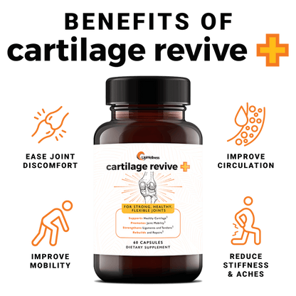 UpWellness Cartilage Revive + Joint Support Supplement for Men and Women with Type II Collagen for Joints - D-Glucosamine Sulfate, MSM, Vitamin D3, Vitamin C and More - 60 Capsules