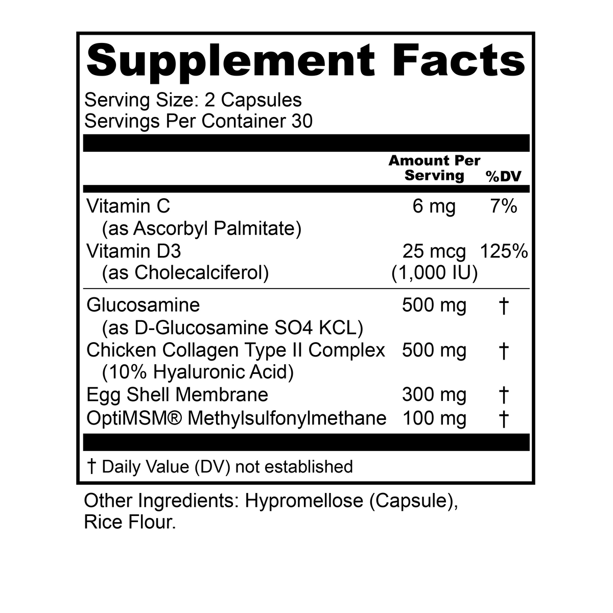 UpWellness Cartilage Revive + Joint Support Supplement for Men and Women with Type II Collagen for Joints - D-Glucosamine Sulfate, MSM, Vitamin D3, Vitamin C and More - 60 Capsules